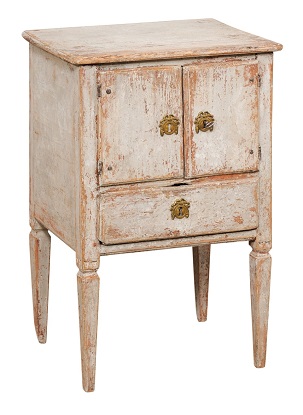 ON HOLD - Swedish 1790s Gustavian Period Painted Wood Nightstand with Distressed Patina