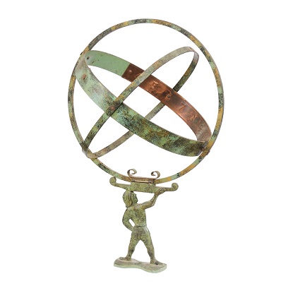 French Late 19th Century Bronze Armillary Sphere Depicting the Titan Atlas
