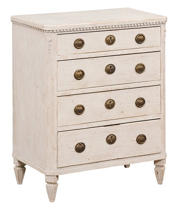 Swedish 1880s Gustavian Style Painted and Carved Chest with Graduated Drawers