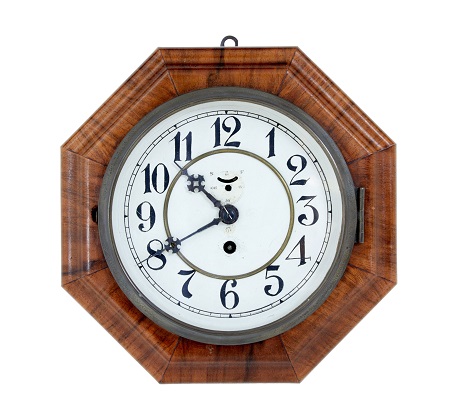 Arriving in Future Shipment - 20th Century Art Deco Wall Clock By Junghans Circa 1920 