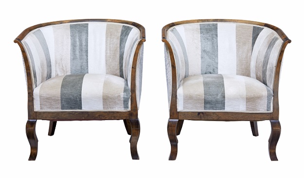 Pair of Scandinavian Midcentury Birchwood Horseshoe Back Club Chairs
