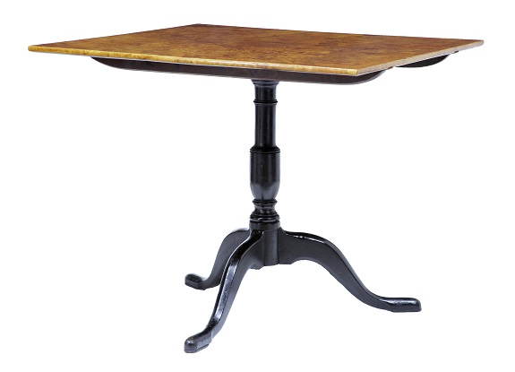 ON HOLD:  Swedish 1860s Birch Root Tilt Top Table with Ebonized Pedestal Base DLW