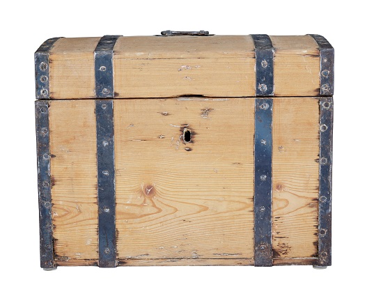 Arriving in Future Shipment - Mid 19th Century Small Swedish Pine Metal Bound Box Circa 1860