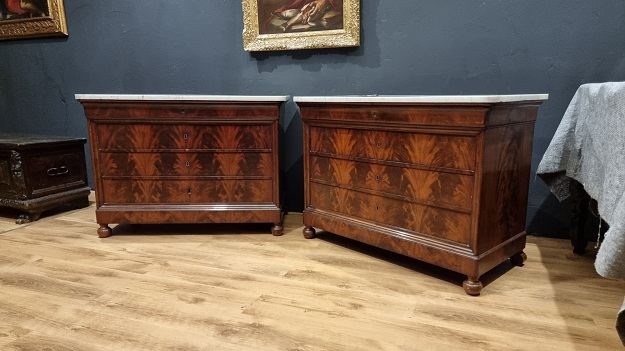SOLD Arriving in Future Shipment - Italian 19th Century Pair of Marble Top Commodes