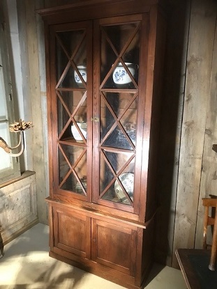 Swedish 19th Century Two-part Glass Door Vitrine DLW