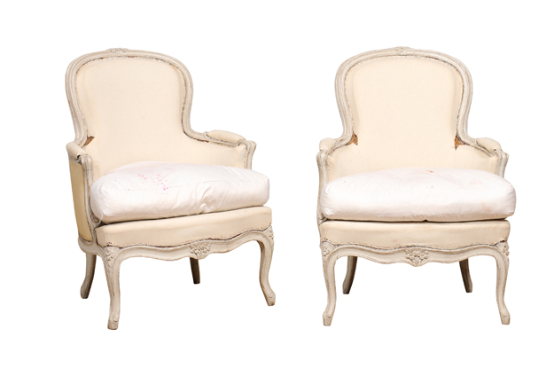 SOLD - Swedish 19th Century Pair of Rococo Style Bergeres c 1890