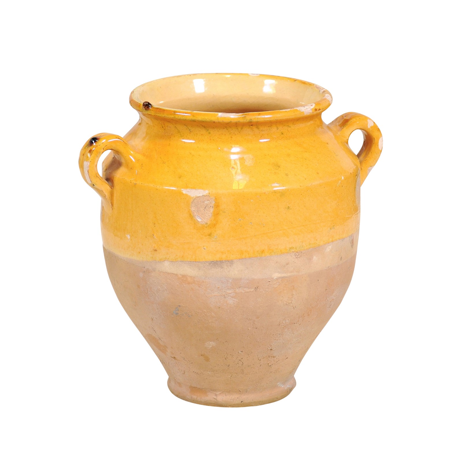 Yellow Glazed French Provincial Double Handled Pot à Confit Pottery
