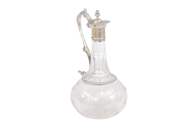 French 19th Century Crystal an Silver Wine Decanter