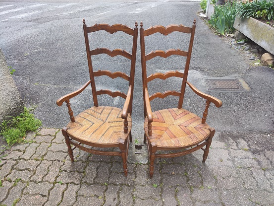 Pair of 19th Century French Straw Chairs Circa 1890 DLW