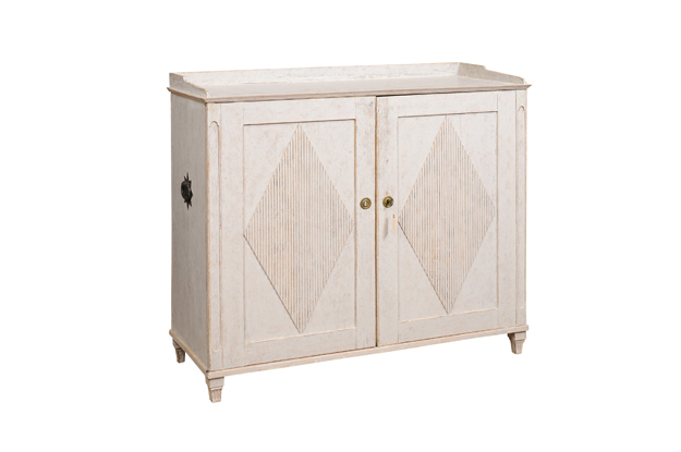 Swedish Late Gustavian Early 19th Century Sideboard with Carved Diamond Motifs