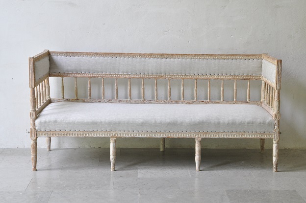 SOLD:  18th Century Swedish Gustavian Stickback Sofa Circa 1790 DLW