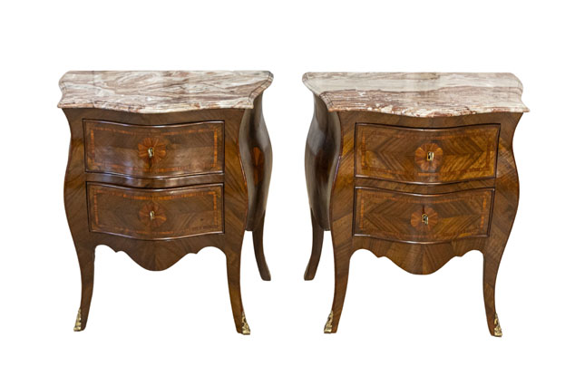 Pair of 20th Century Italian Marble top Nightstands Circa 1900 - LiL