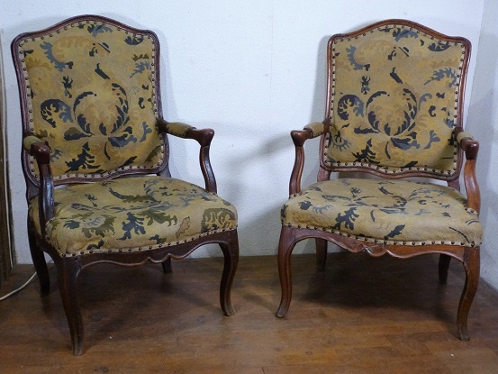 Arriving in Future Shipment - Pair of 18th Century French Louis XV Arm Chairs