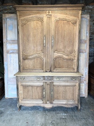 ON HOLD  18th Century French Bleached Oak Buffet Deux Corps 