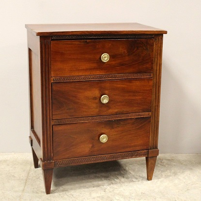 Arriving in Future Shipment - 18th Century Italian Small Directoire chest of drawers-cabinet In solid walnut