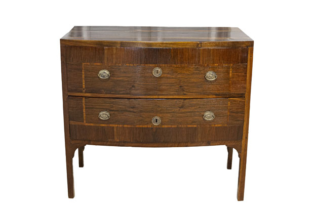 18th Century Italian Louis XVI Chest of Drawers In solid walnut and marquetry from Veneto DLW