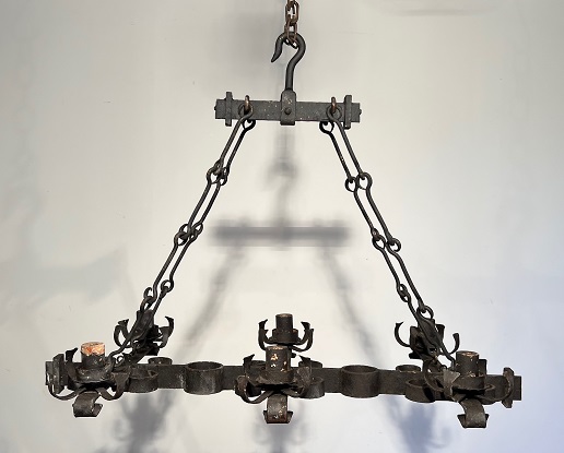 Arriving in Future Shipment - 20th Century French Wrought Iron Chandelier