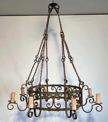 Arriving in Future Shipment - 20th Century French Wrought Iron Chandelier