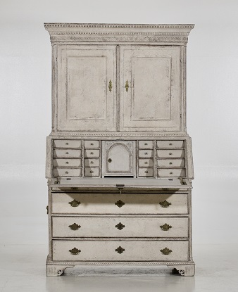 Arriving in Future Shipment - Swedish 18th Century Gustavian Two-part Bureau with Many Inside Drawers Circa 1790