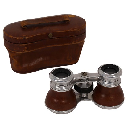 Arriving in Future Shipment - Swedish 20th Century Pair of Theater Binoculars With Leather Case