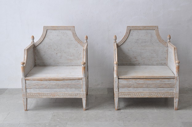 Arriving in Future Shipment - Swedish 19th Century Pair of Arm Chairs Circa 1850