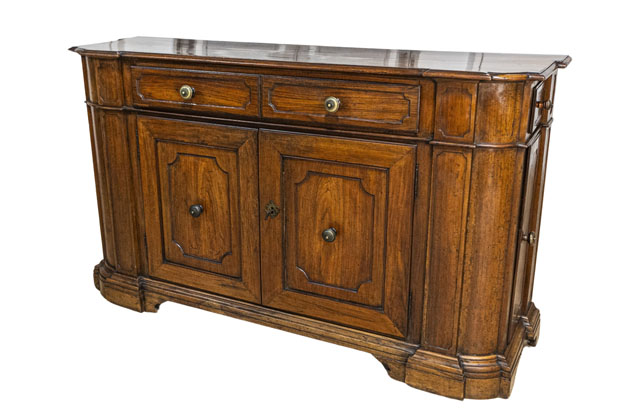 Italian 1700s Walnut Credenza with Four Drawers, Four Doors and Pilasters - LiL