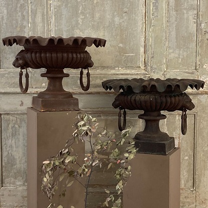 Arriving in Future Shipment - Pair of 19th Century French Cast Iron Urns
