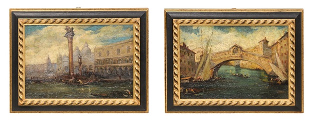 Italian 19th Century Pair of Framed Paintings