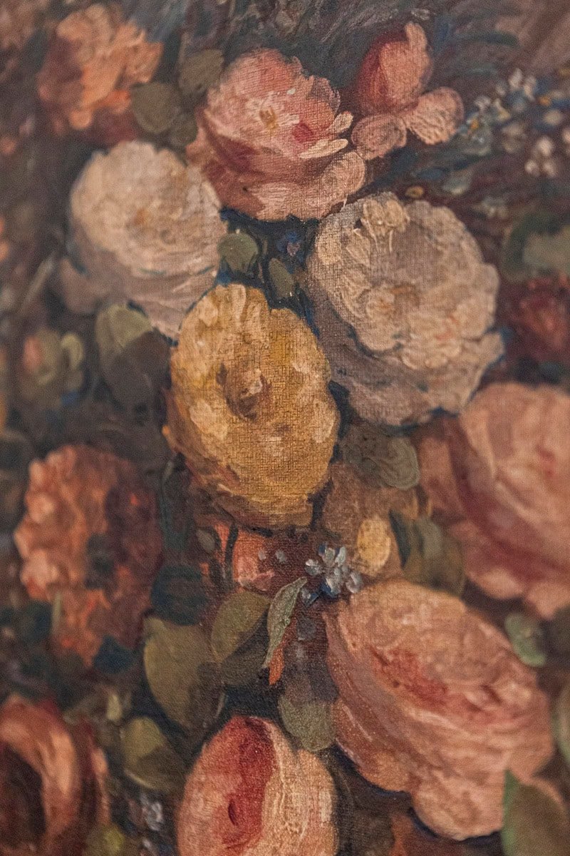 French 19th Century Oil on Canvas Still-Life Painting Depicting Roses in Basket - JAA