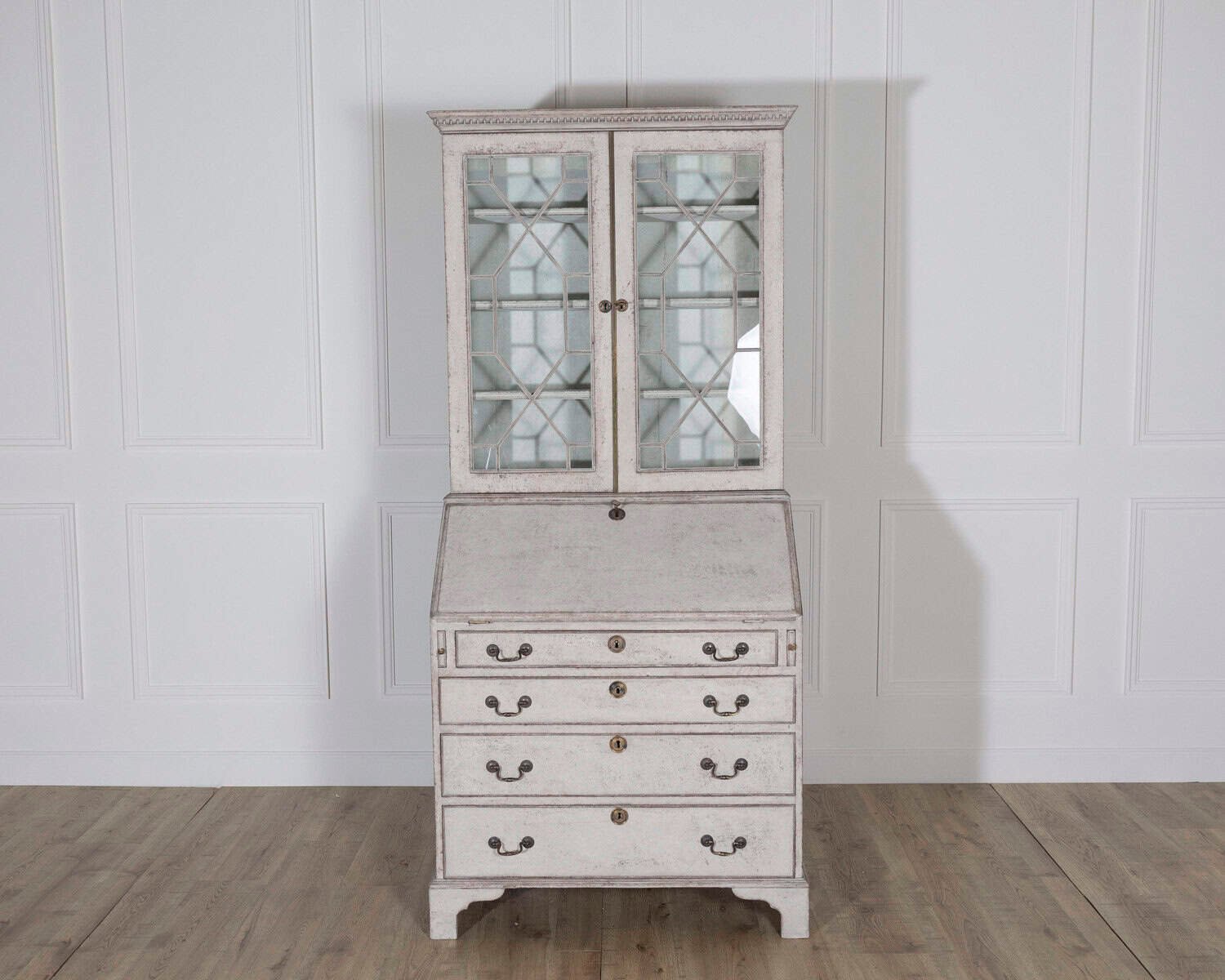 18th Century European Painted Bureau Bookcase with Glazed Doors, circa 1790 - JAA