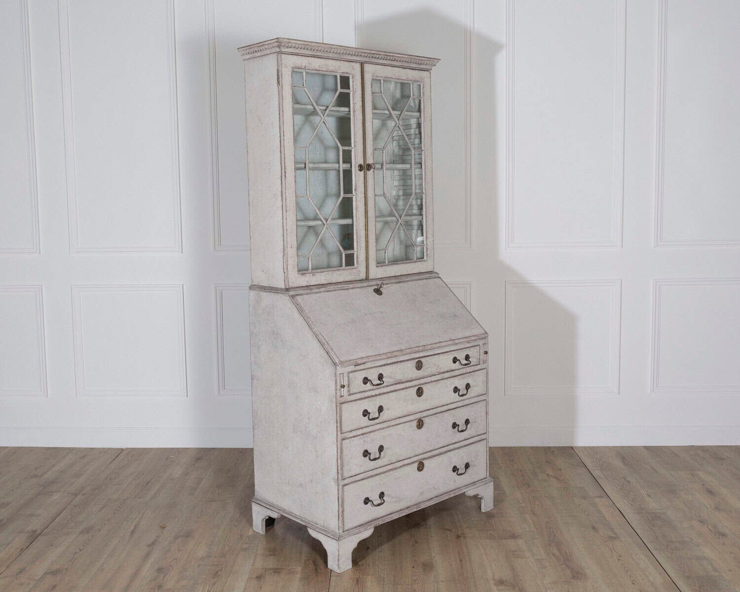 18th Century European Painted Bureau Bookcase with Glazed Doors, circa 1790 - JAA