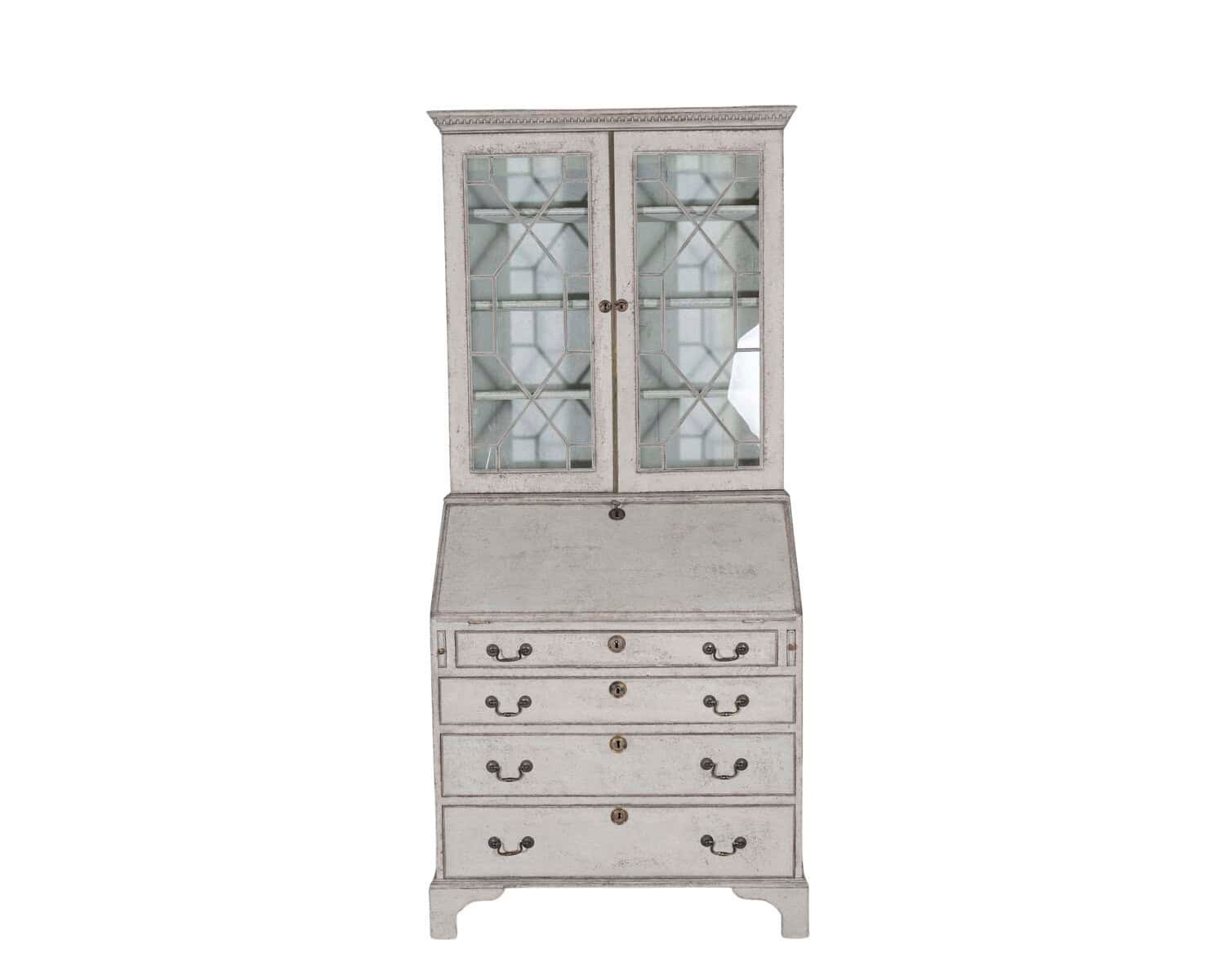 18th Century European Painted Bureau Bookcase with Glazed Doors, circa 1790 - JAA