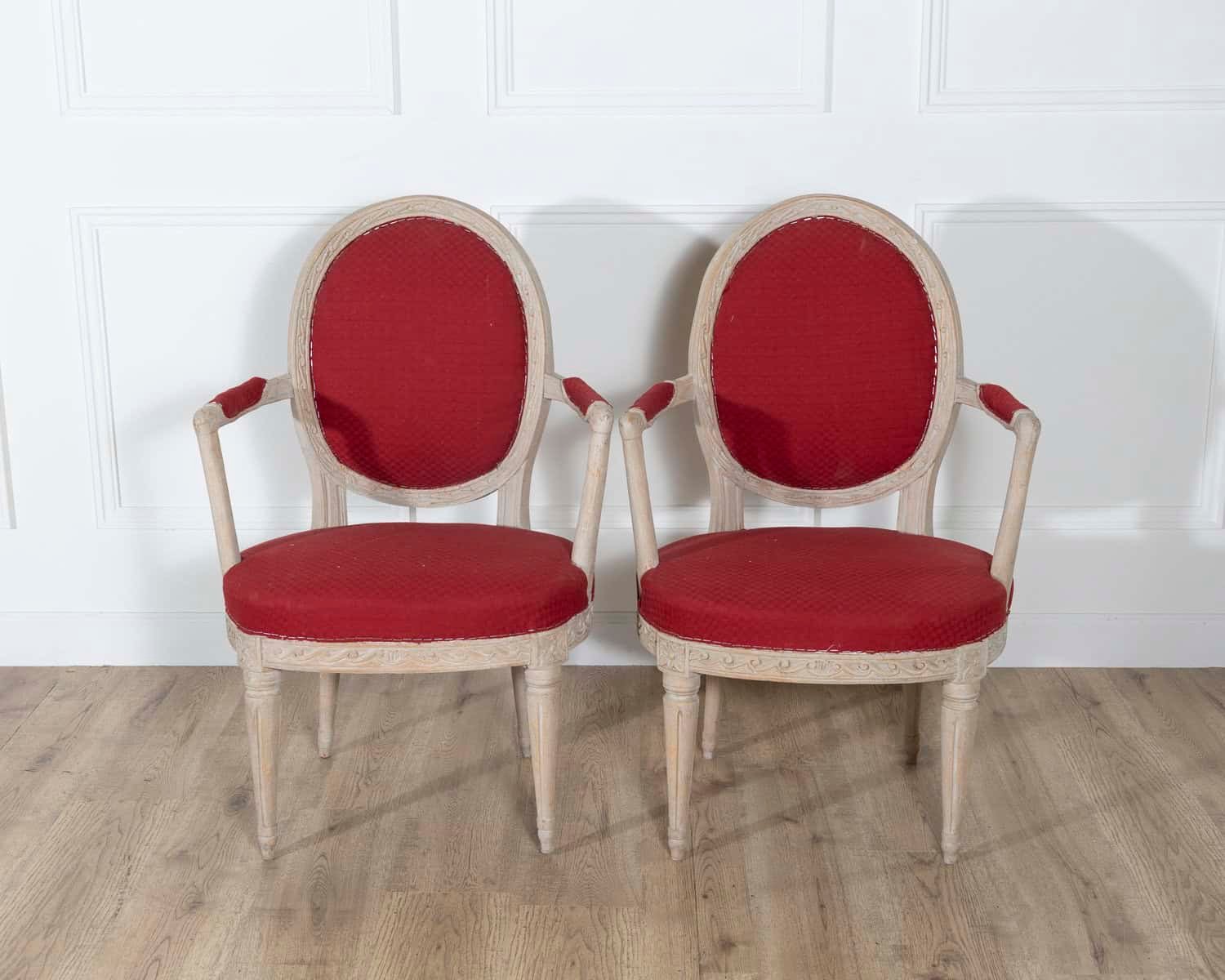 Pair of Swedish Gustavian Armchairs with Original Paint, circa 1820 - JAA