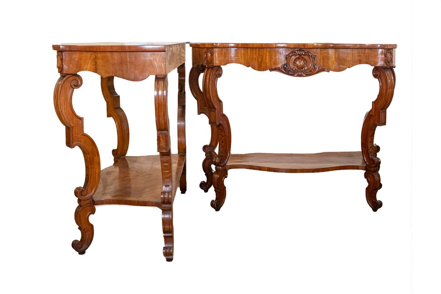 19th Century Pair of Italian Louis Philippe Consoles Circa 1860 - JAA