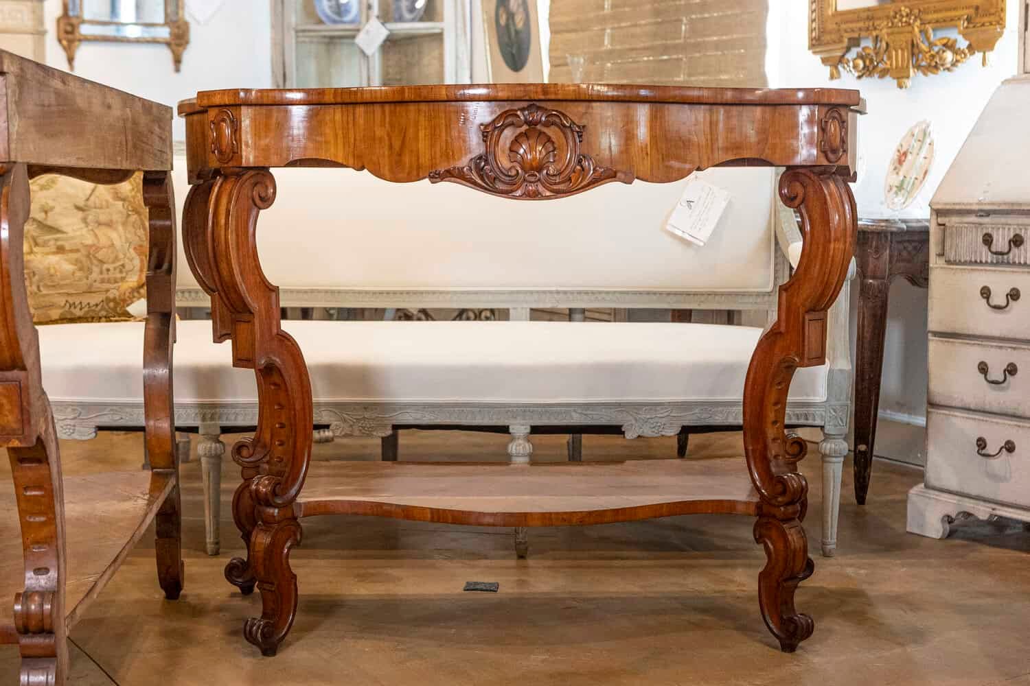 19th Century Pair of Italian Louis Philippe Consoles Circa 1860 - JAA