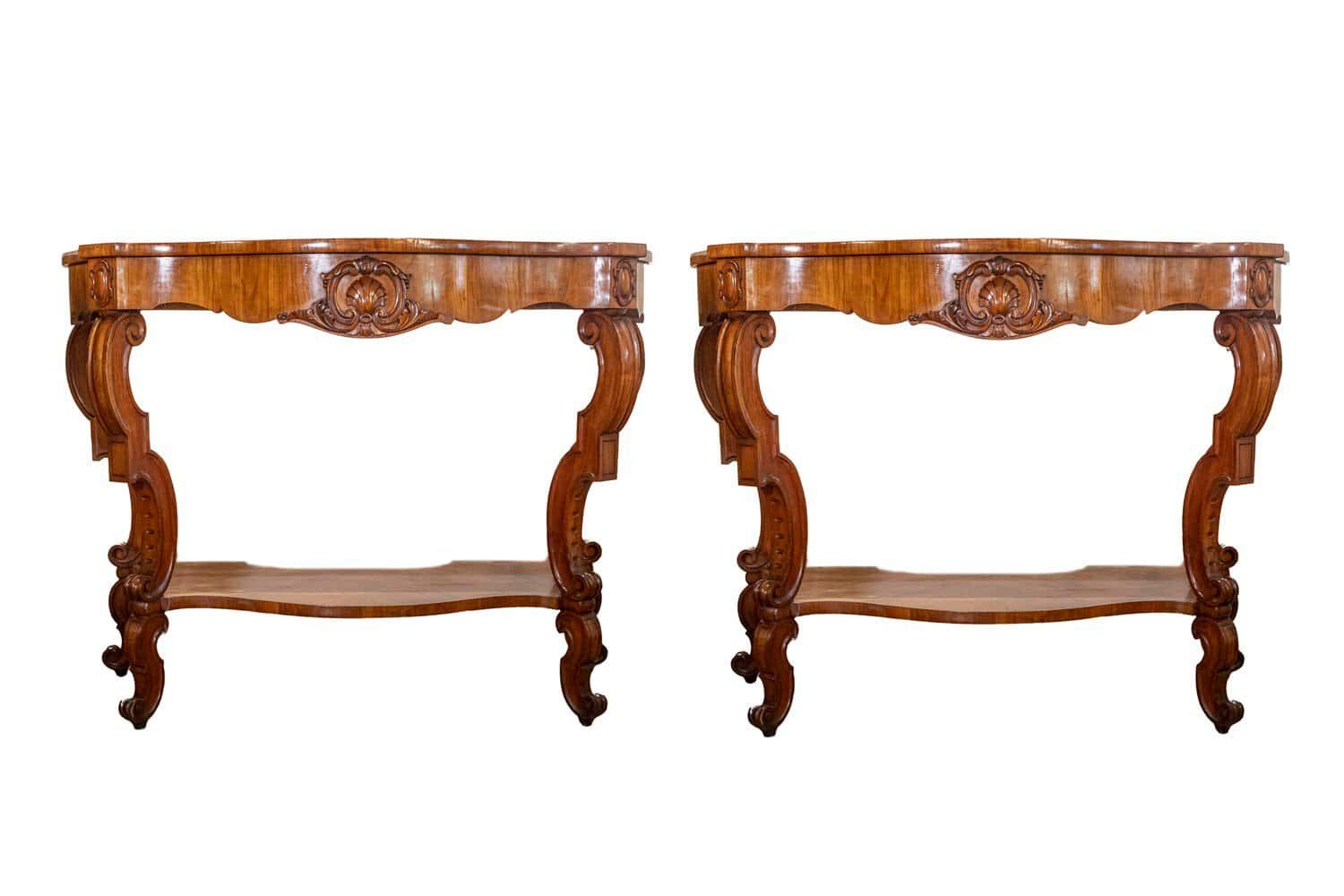 19th Century Pair of Italian Louis Philippe Consoles Circa 1860 - JAA