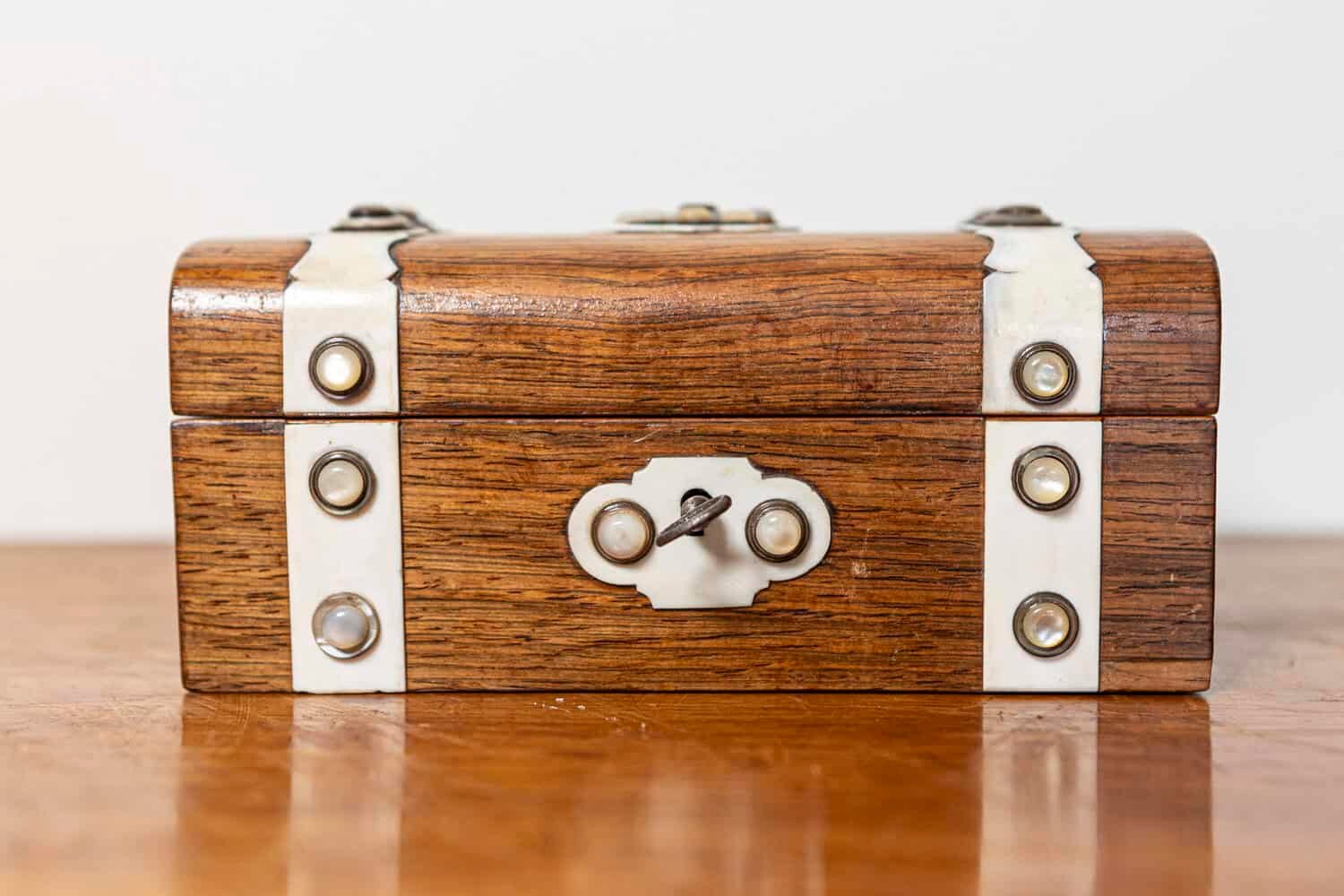 Danish 19th Century Rosewood Tea Caddy with Bone Inlay, Circa 1860 - JAA