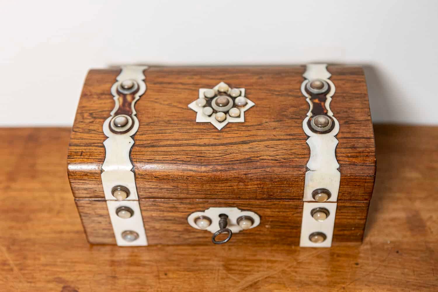 Danish 19th Century Rosewood Tea Caddy with Bone Inlay, Circa 1860 - JAA