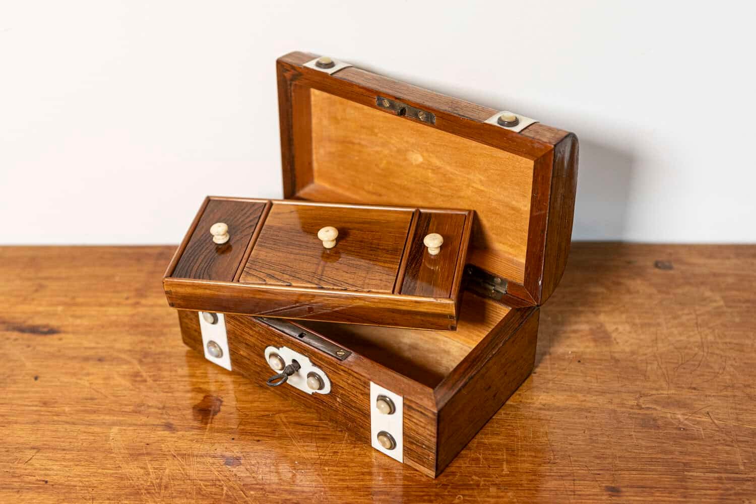 Danish 19th Century Rosewood Tea Caddy with Bone Inlay, Circa 1860 - JAA