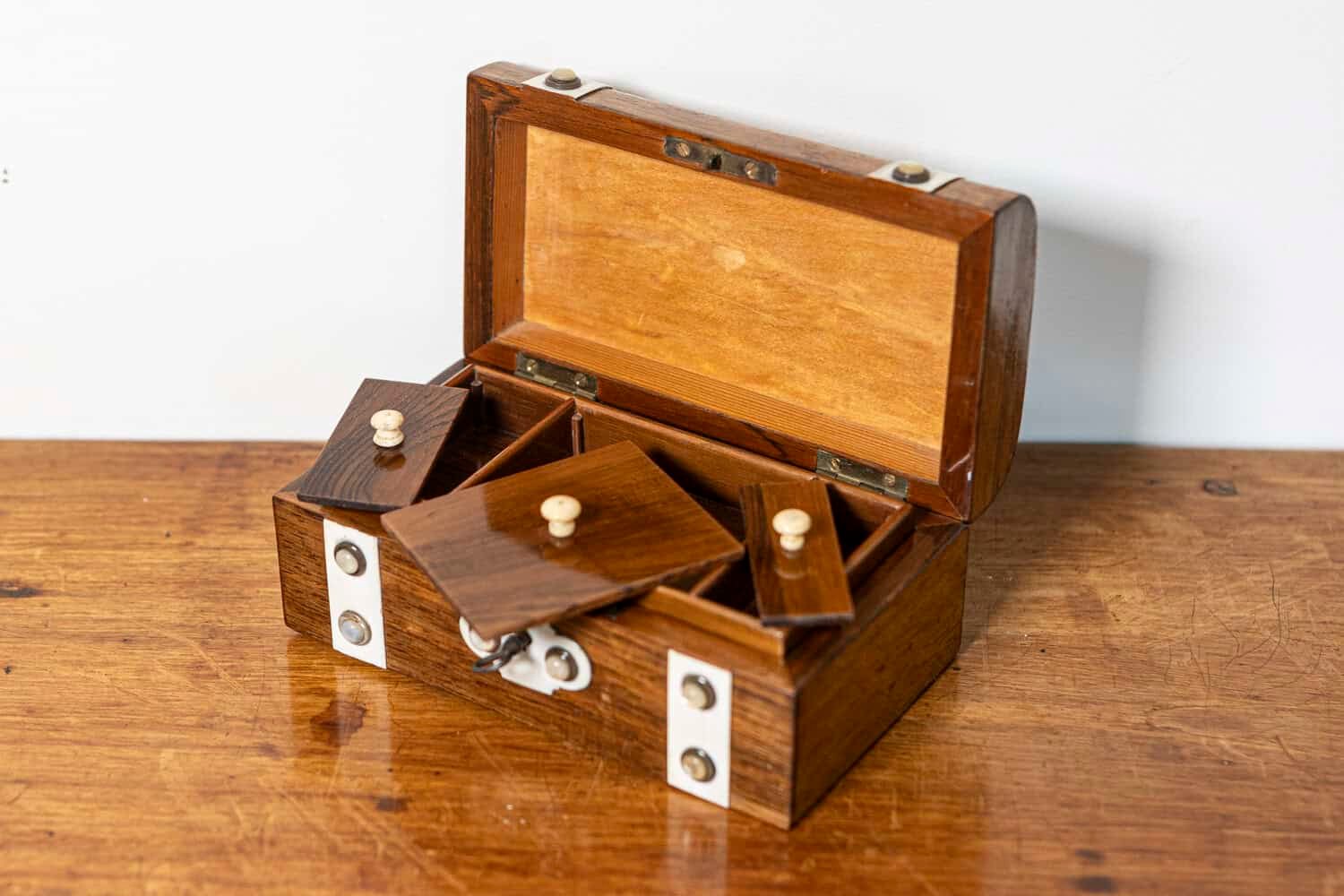 Danish 19th Century Rosewood Tea Caddy with Bone Inlay, Circa 1860 - JAA