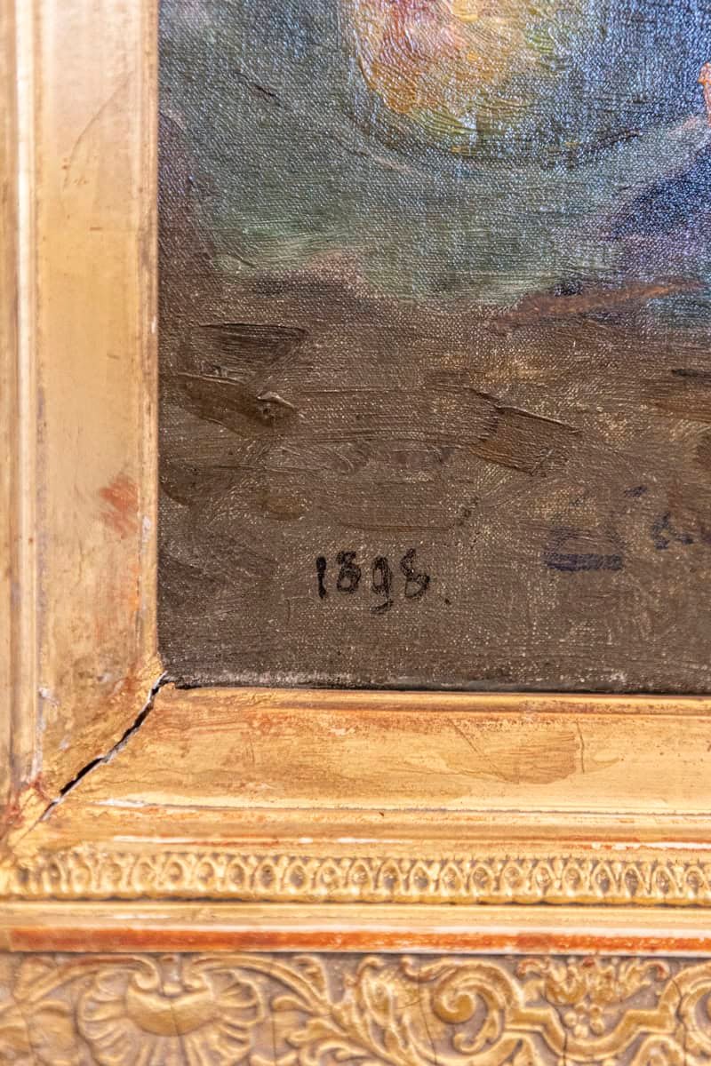 French Framed Oil on Canvas Painting Depicting Grapes and Figs, circa 1875 - JAA