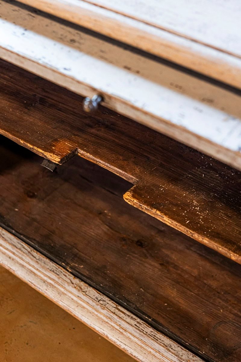 Swedish Baroque, 1740s Painted Buffet with Carved Doors and Pullout Drawer - JAA