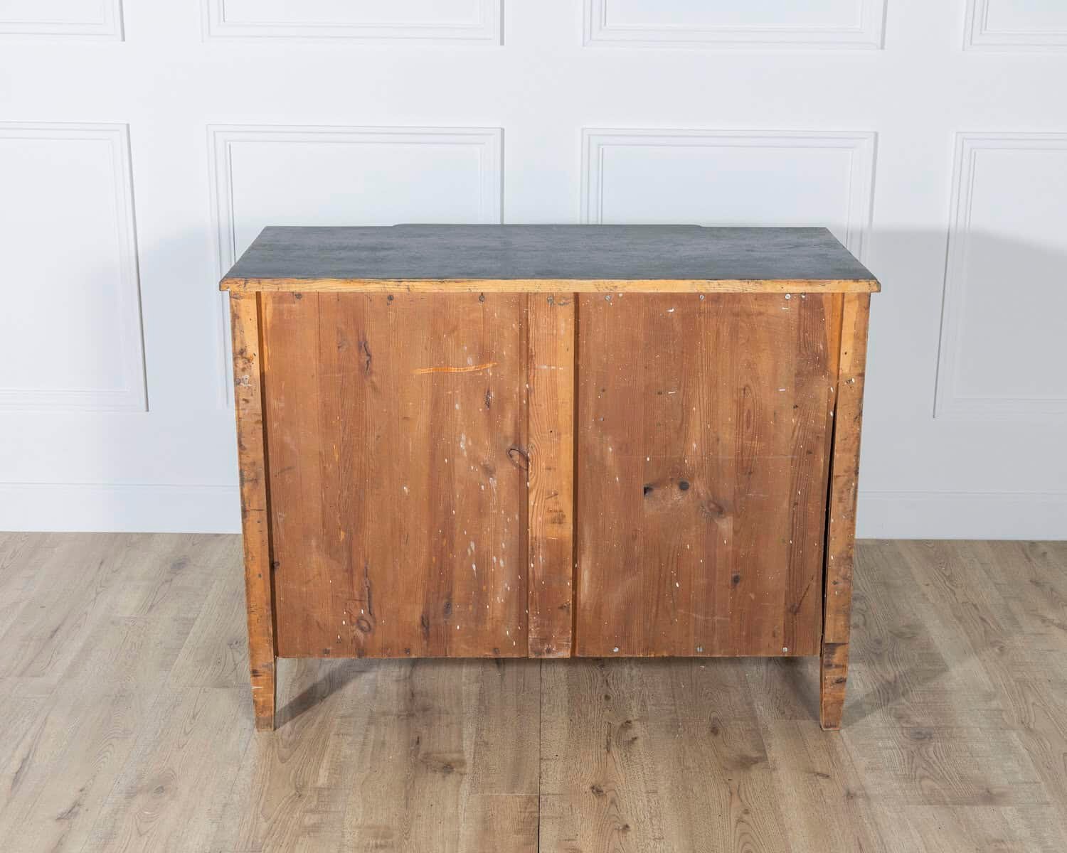 Gustavian Style Chest of Drawers in Black with Brass Hardware and Carved Details - JAA