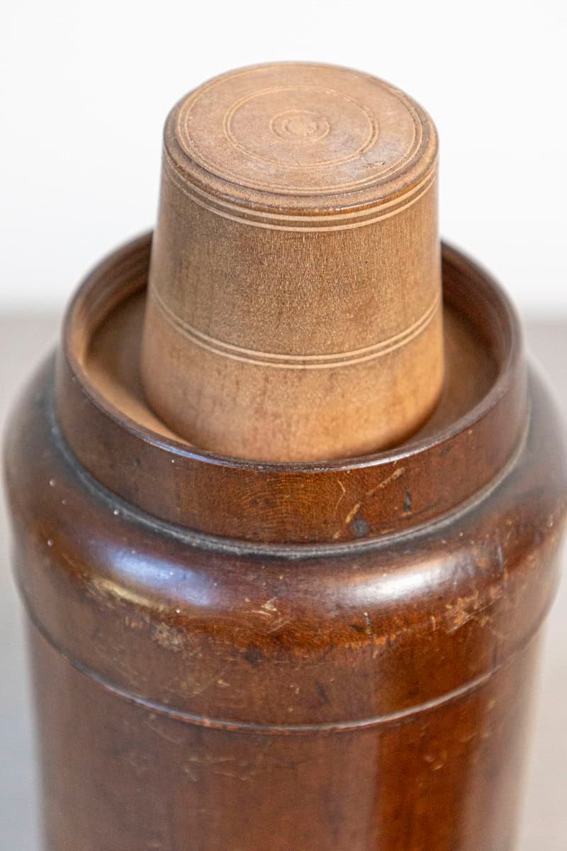 French Late 19th Century Treenware Bottle With Conic Lid Serving as a Cup - JAA