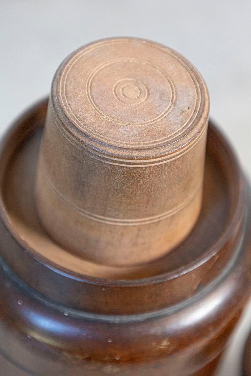 French Late 19th Century Treenware Bottle With Conic Lid Serving as a Cup - JAA