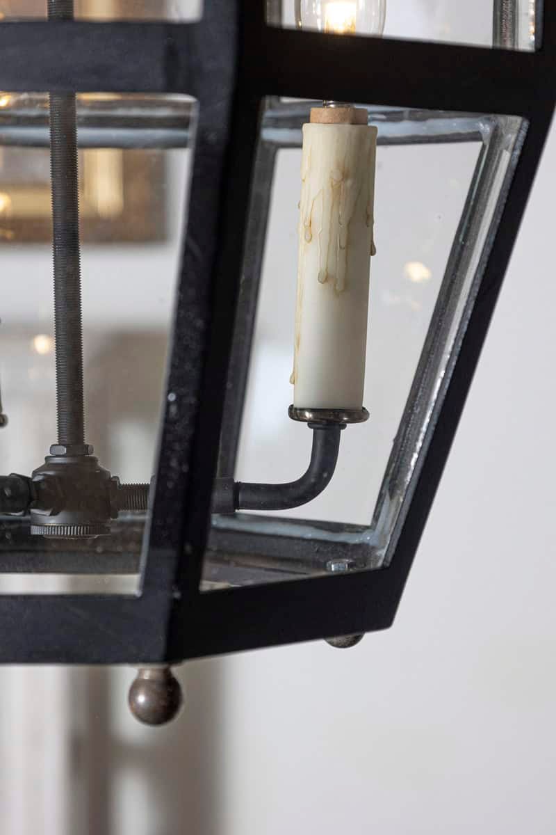 Pair of 20th Century French Tole Lanterns with Glass Panels - JAA