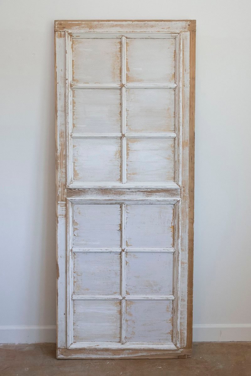 French 20th Century Rectangular Over Door Mirrored Panel with Scraped Finish - JAA