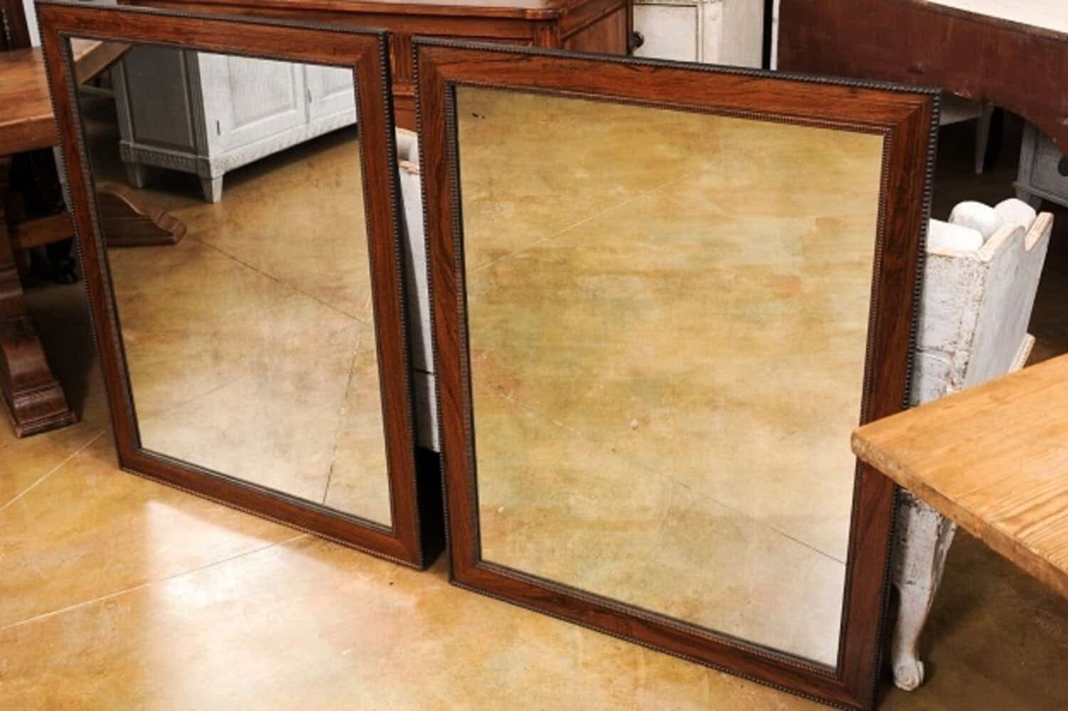 Italian Palisander Mirrors with Carved Frames from the 20th Century, Sold Each - JAA