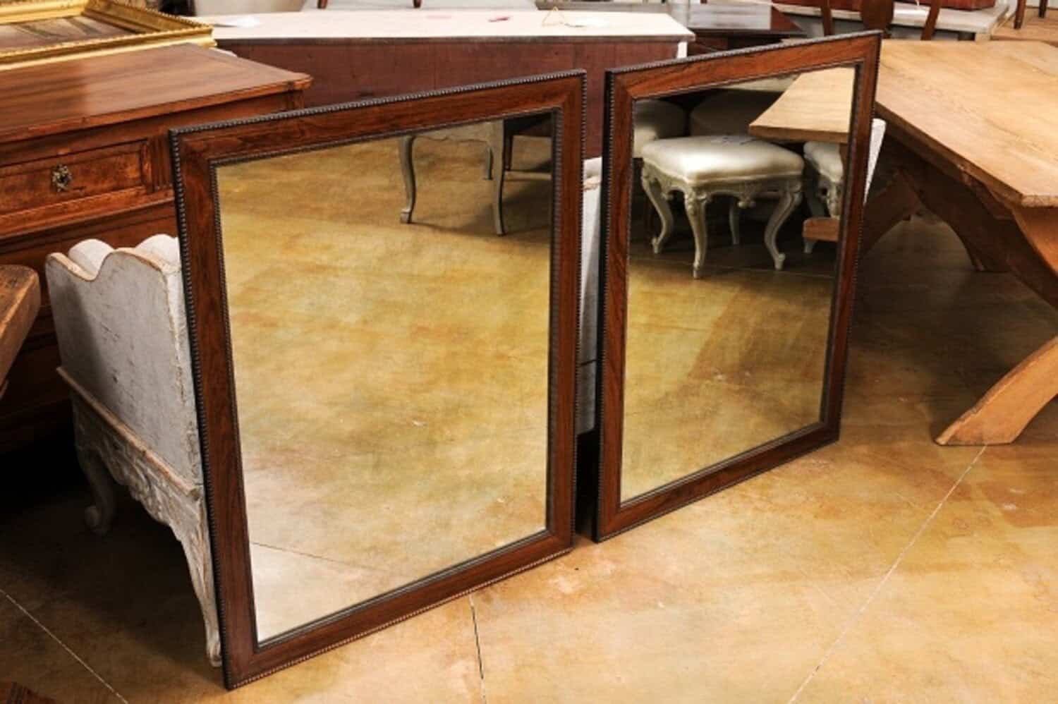 Italian Palisander Mirrors with Carved Frames from the 20th Century, Sold Each - JAA
