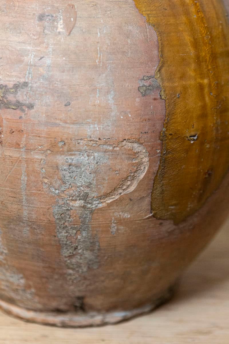 French 19th Century Rustic Pottery Jug with Yellow Glaze and Three Handles - JAA